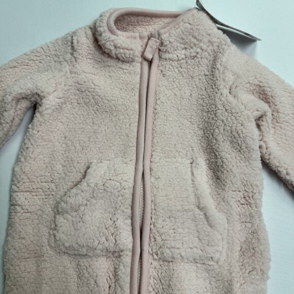 Carters Zip-Up 1 Piece Warm Long Sleeve Fleece Jumpsuit Size 3 Month Pink - Picture 2 of 7